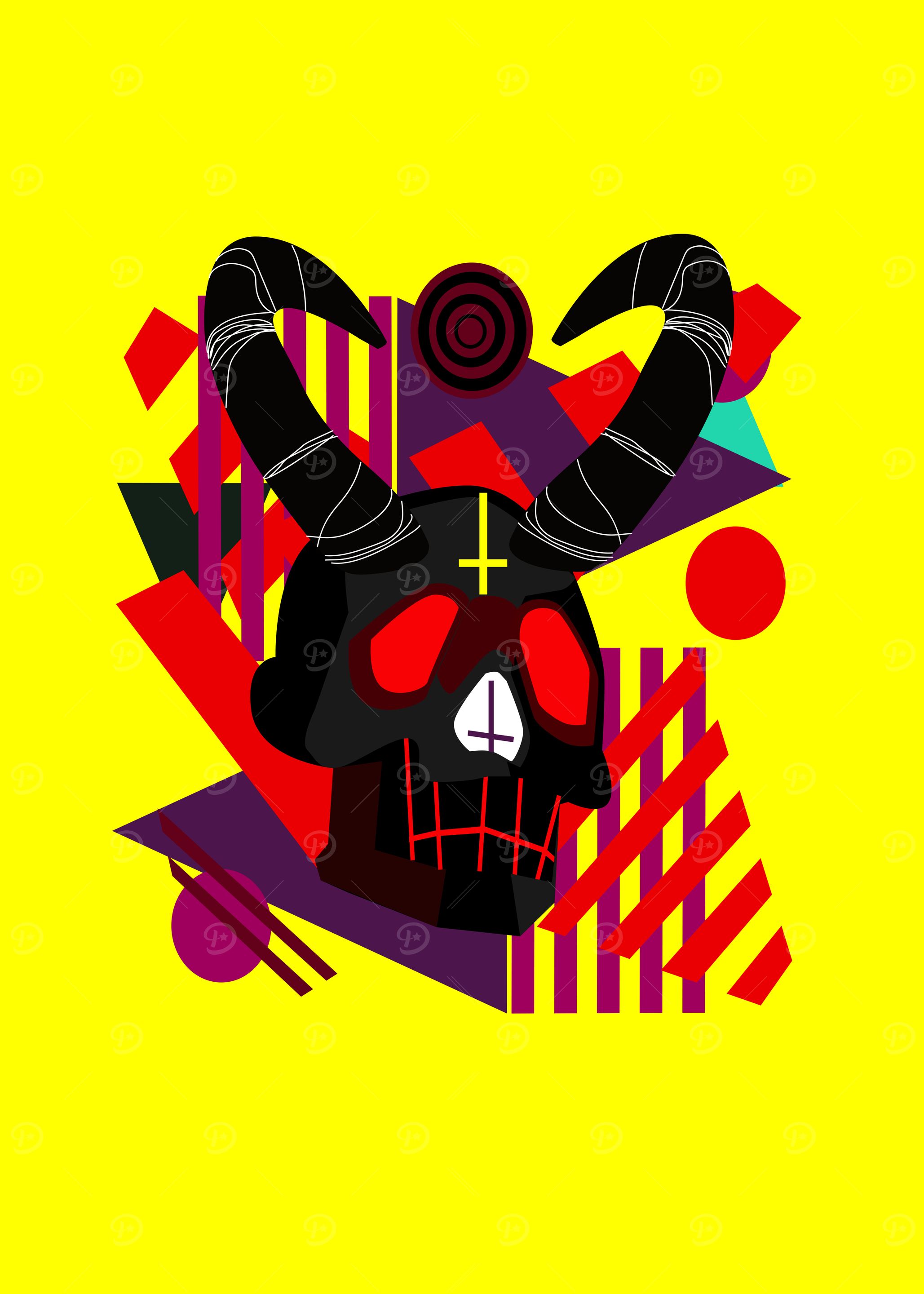 Devil with horns and inver
