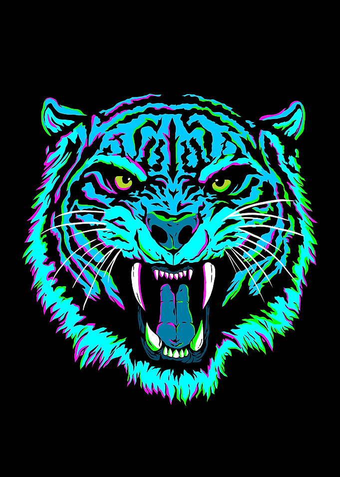 Neon Tiger Face