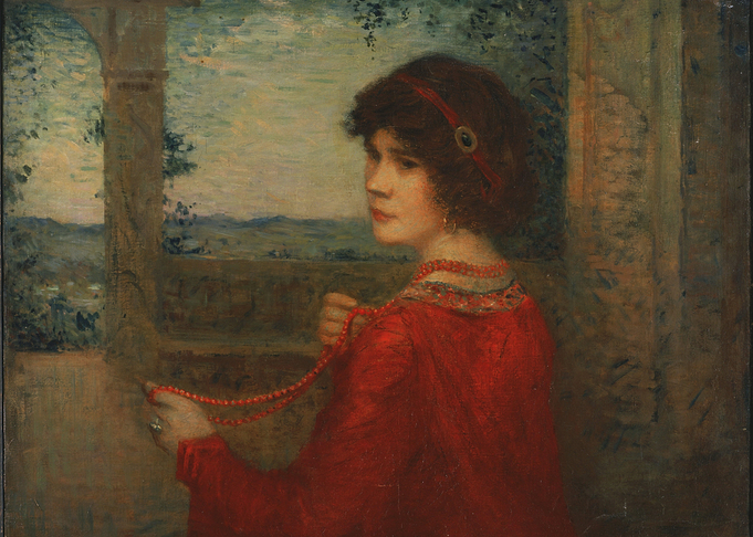 Figure in Red with Beads.j