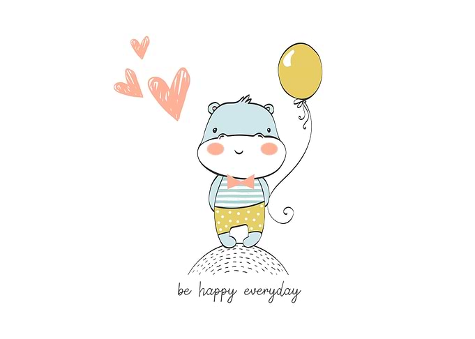 Cute hippo baby be happy