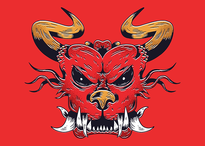 Illustration angry dragon