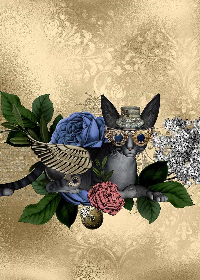 Funny steampunk cat