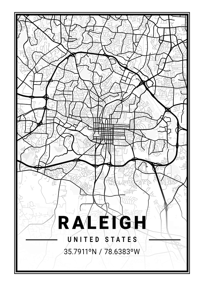 Raleigh Light City Map