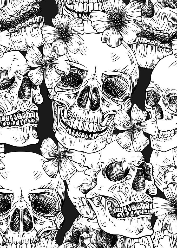 Black White Sugar Skull