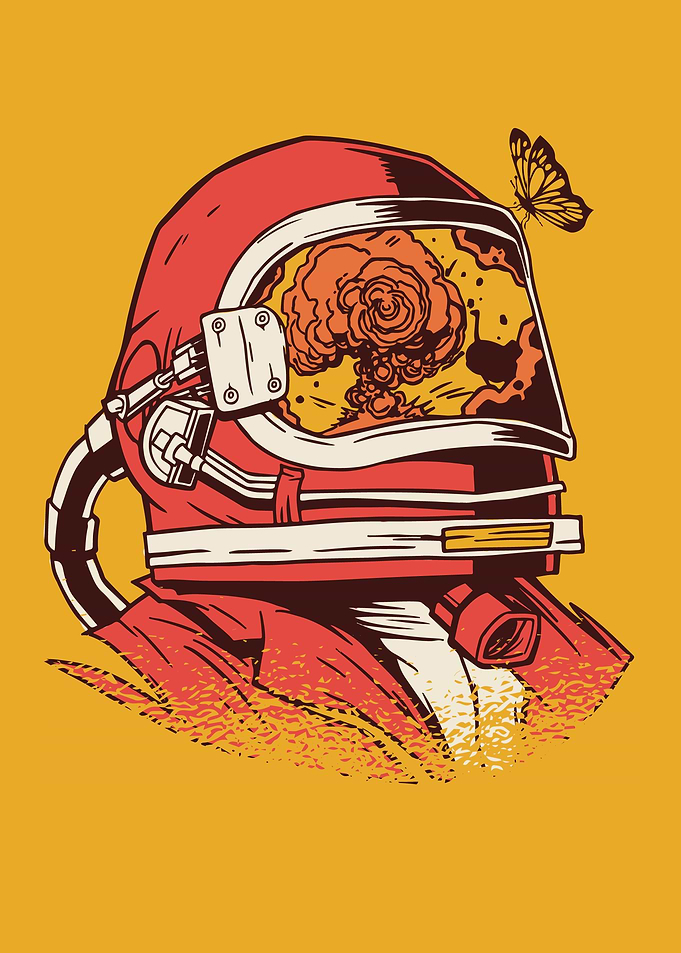 astronaut with explosion