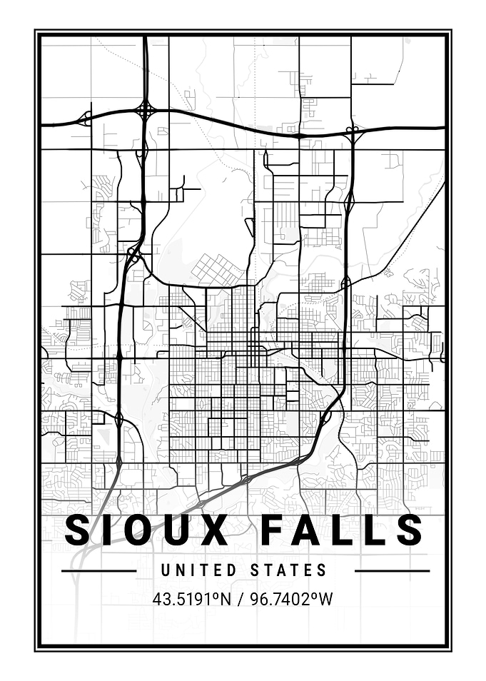 Sioux Falls Light City Map