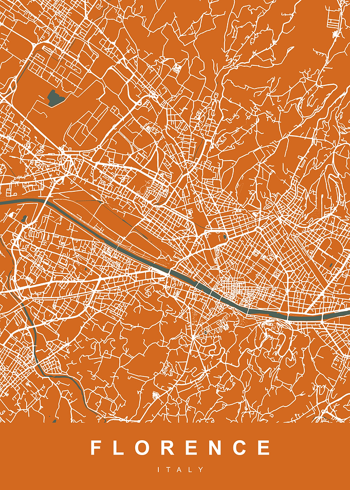 Map Florence Italy Orange