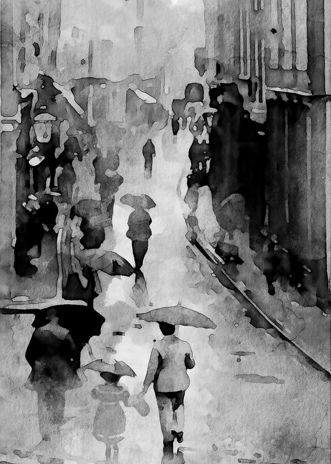 People And Rain