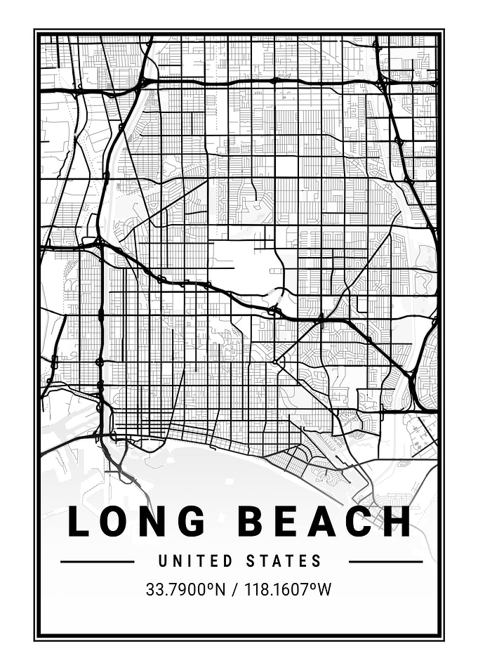 Long Beach Light City Map