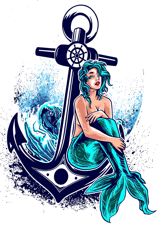 Mermaid with anchor blue