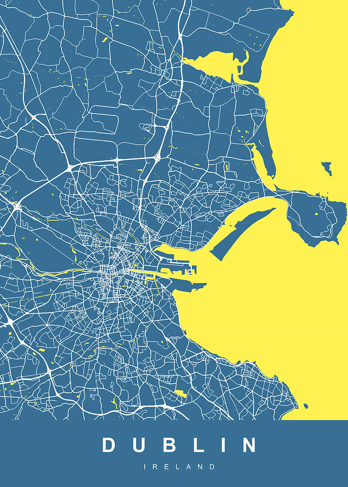 Map Dublin Ireland Blue