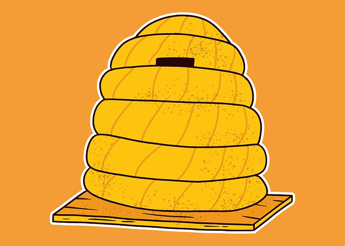 Funny bee of a beehive
