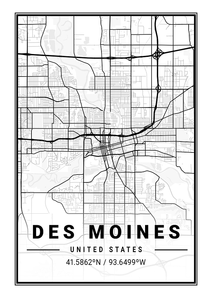 Des Moines Light City Map