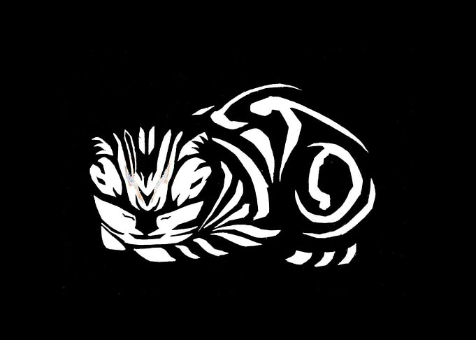Woodcut cat