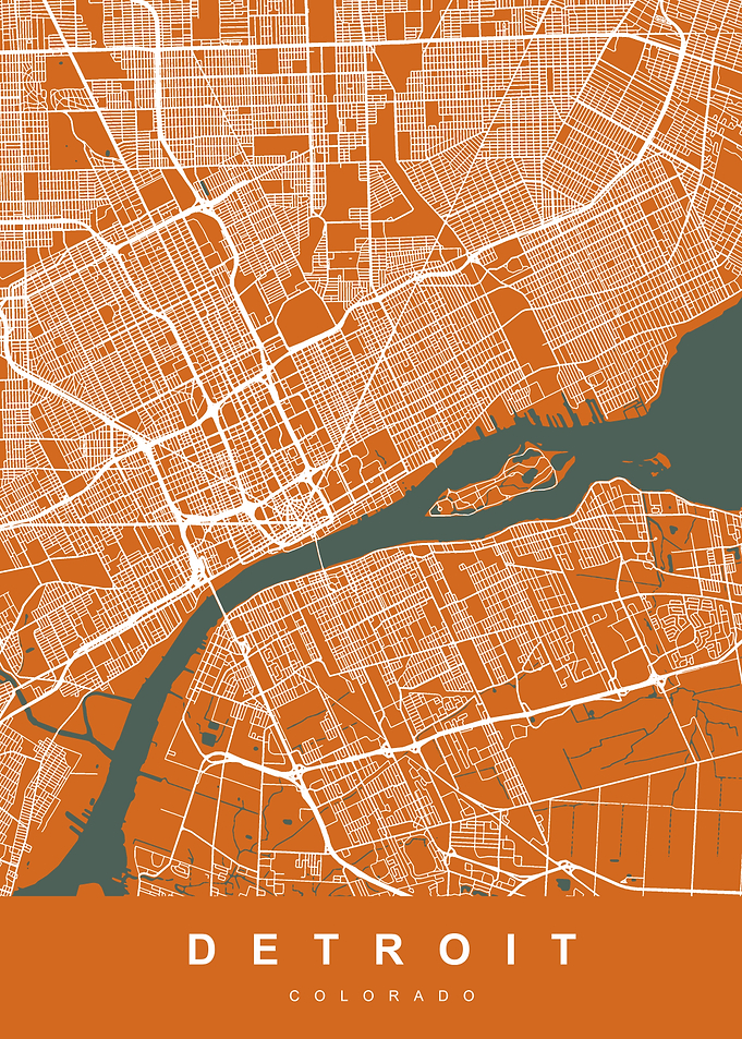Map Detroit Michigan US