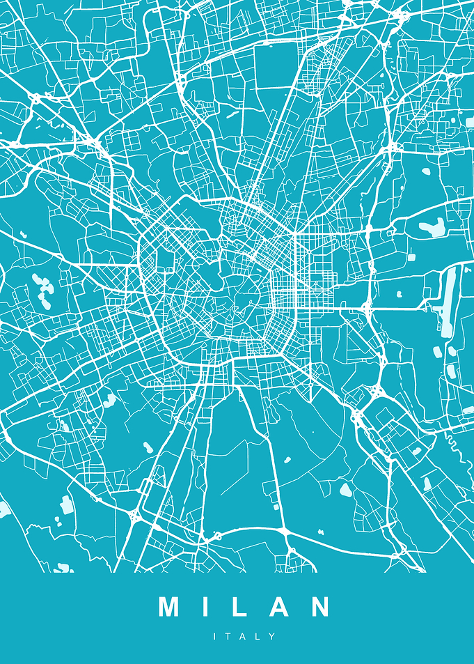 Map Milan Italy Blue