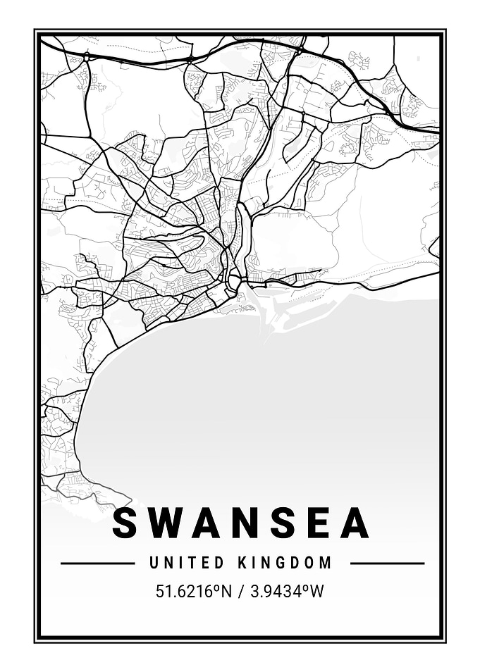 Swansea Light City Map