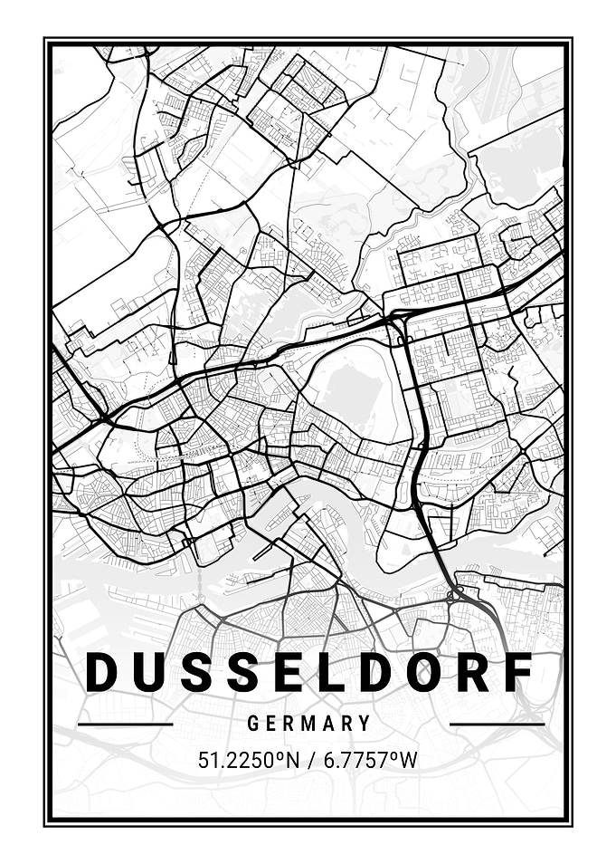 Dusseldorf Light City Map