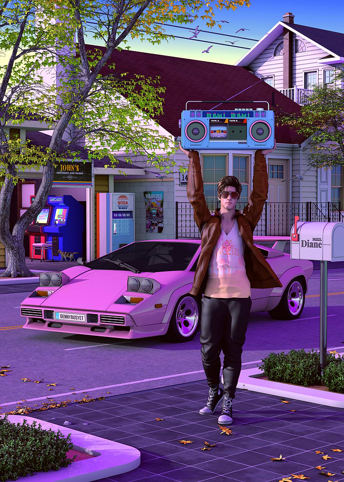 80s Iconic Boombox Scene