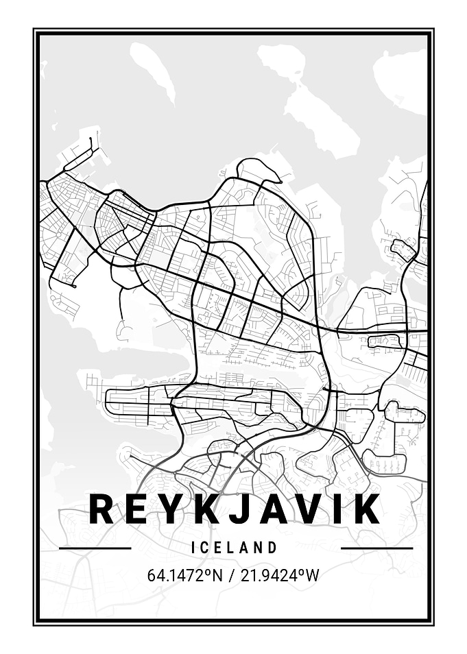 Reykjavik Light City Map