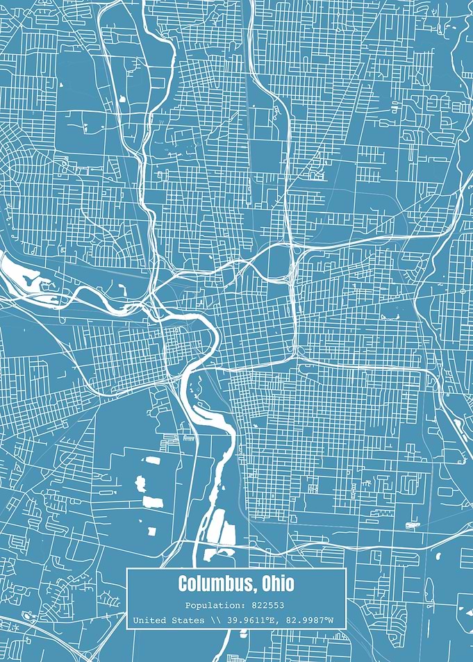 Columbus Ohio Map Blue