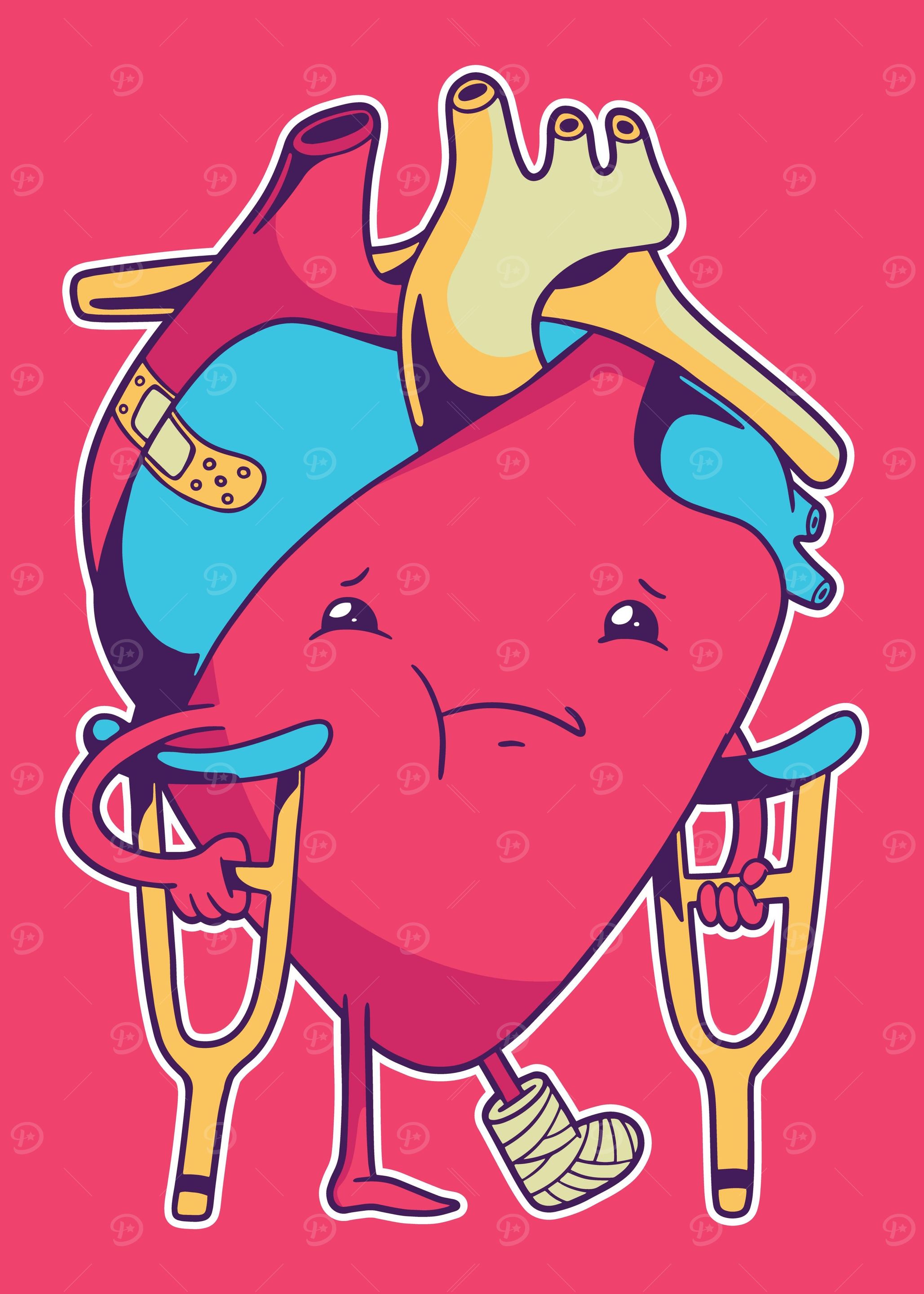 broken heart with crutch