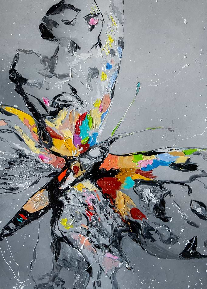 Butterfly on grey
