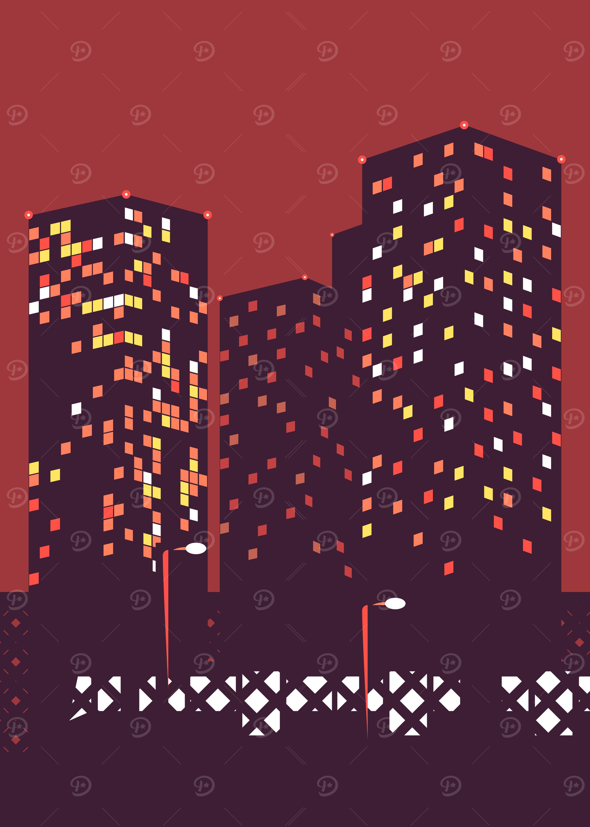 Climbing city at sunset
