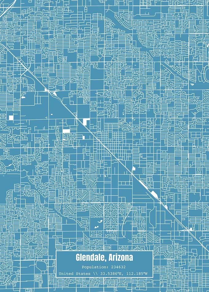Glendale Arizona Map Blue