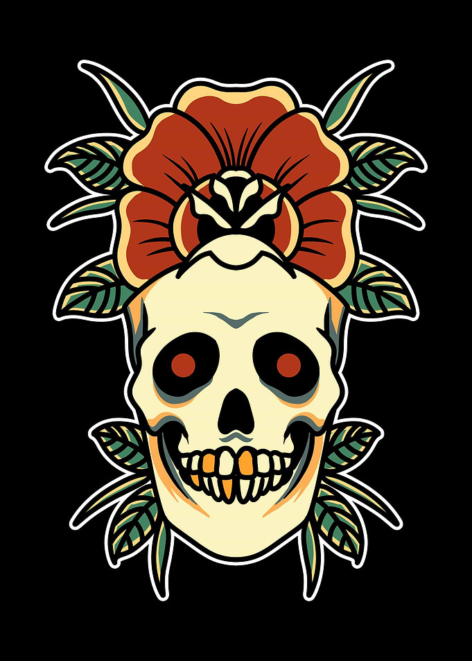 rose and skull