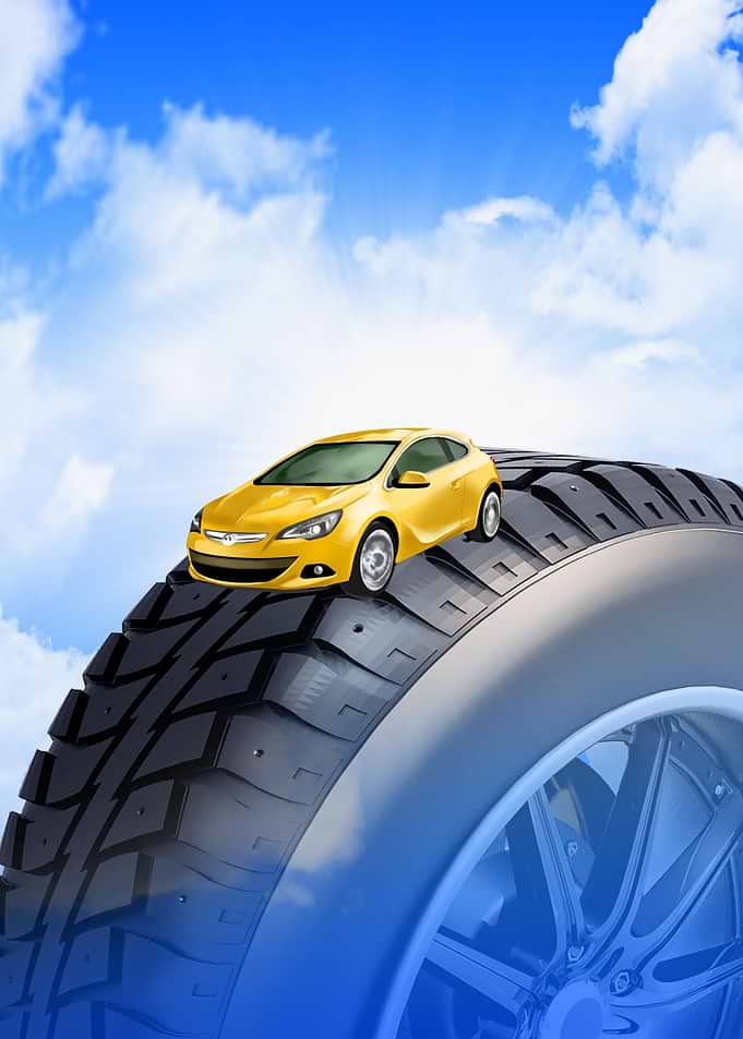 Car drive on tire