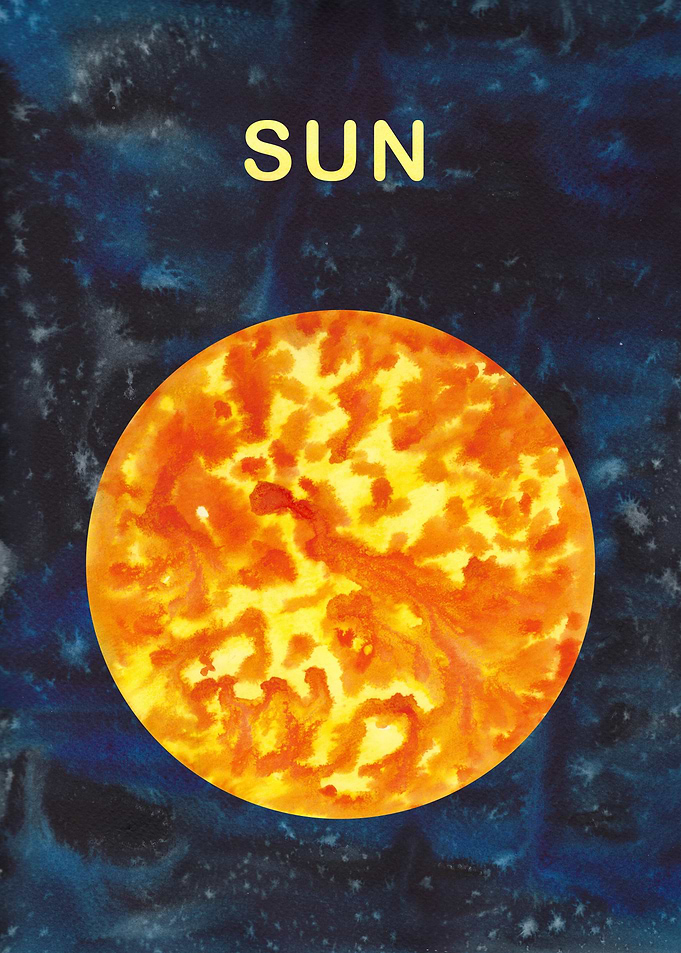 Watercolor Sun Space Star