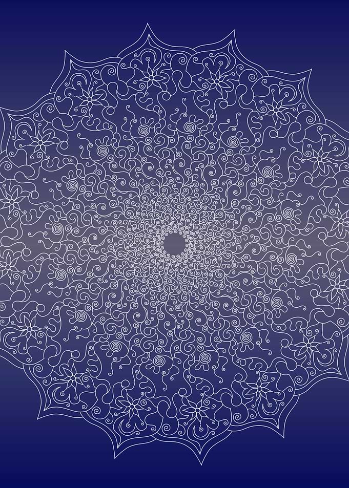 Blue and white mandala