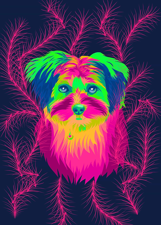 colorful dog pop art