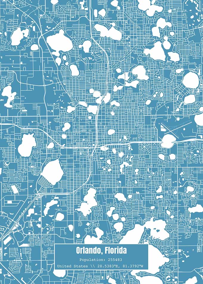 Orlando Florida Map Blue