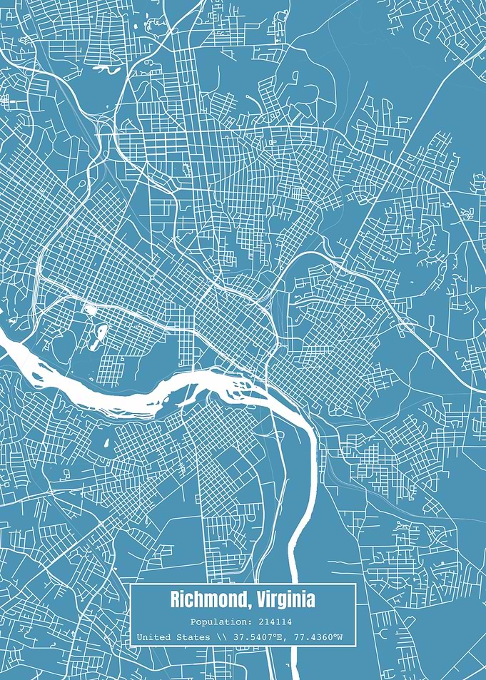 Richmond Virginia Map Blue