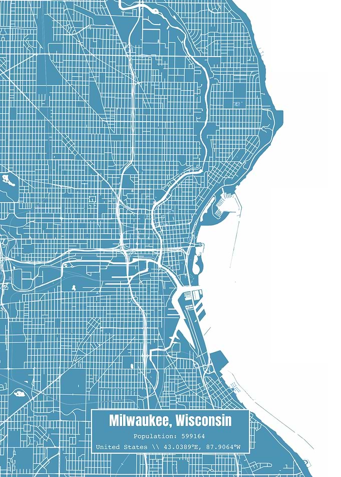 Milwaukee WI Topo Map Blue