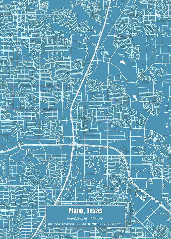 Plano Texas Topo Map Blue