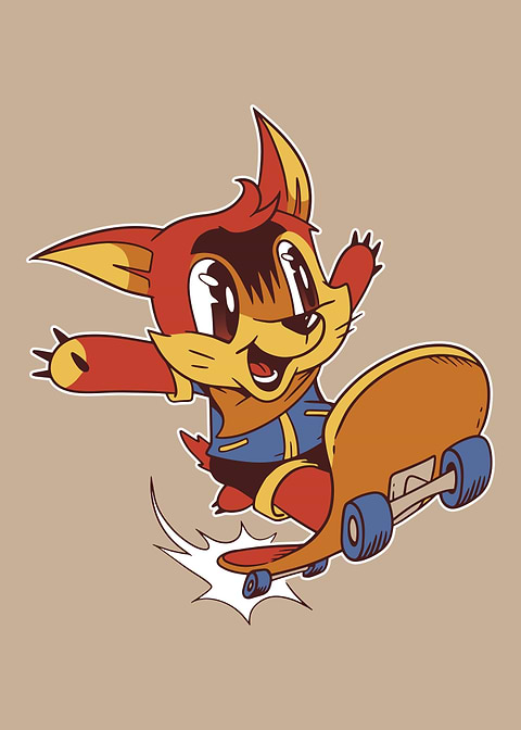 Skater fox in comic style