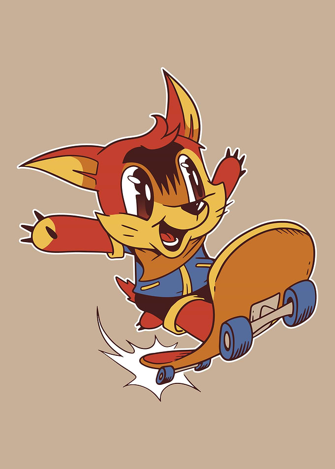 Skater fox in comic style