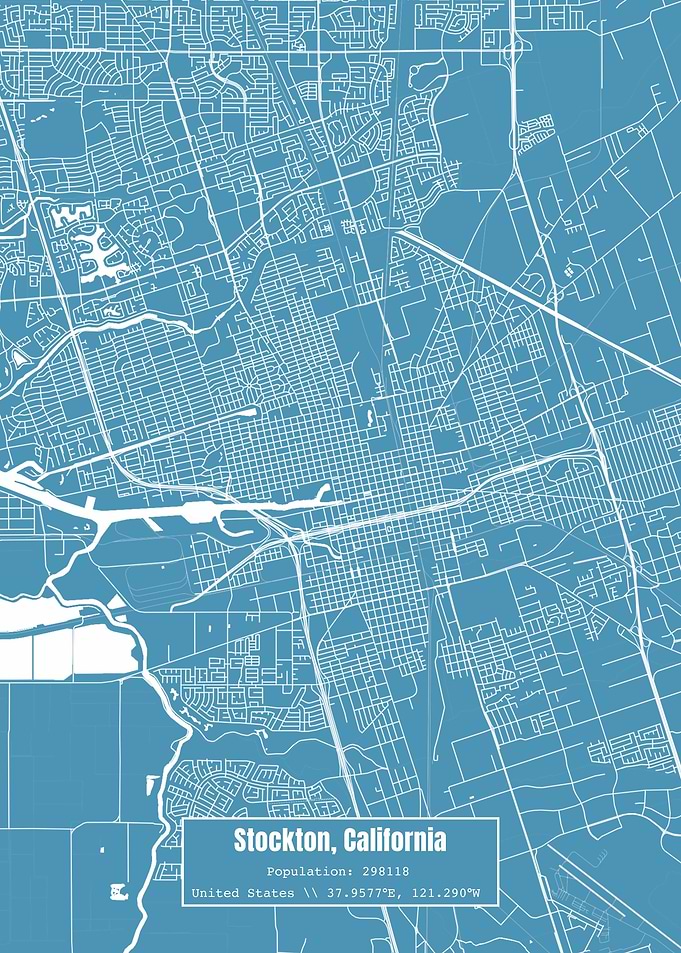 Stockton CA Topo Map Blue