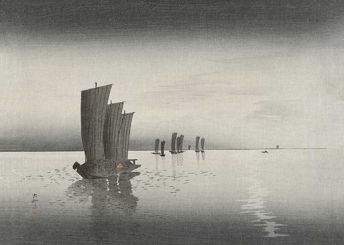 Fishing boats at dusk