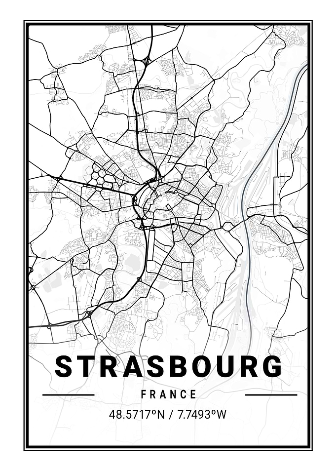 Strasbourg Light City Map