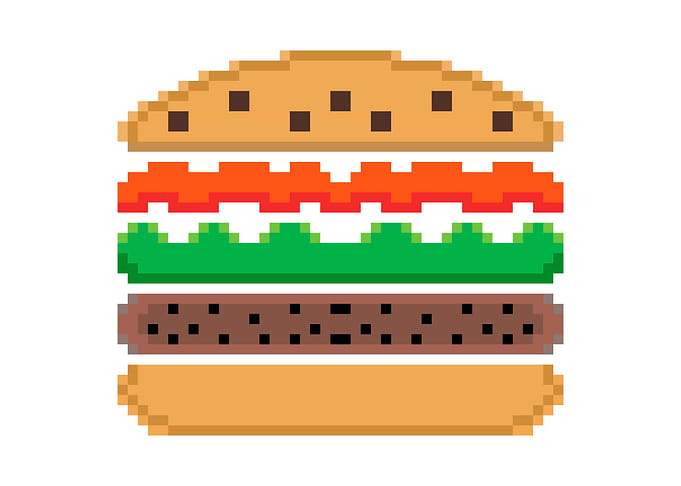Pixel art hamburger parts