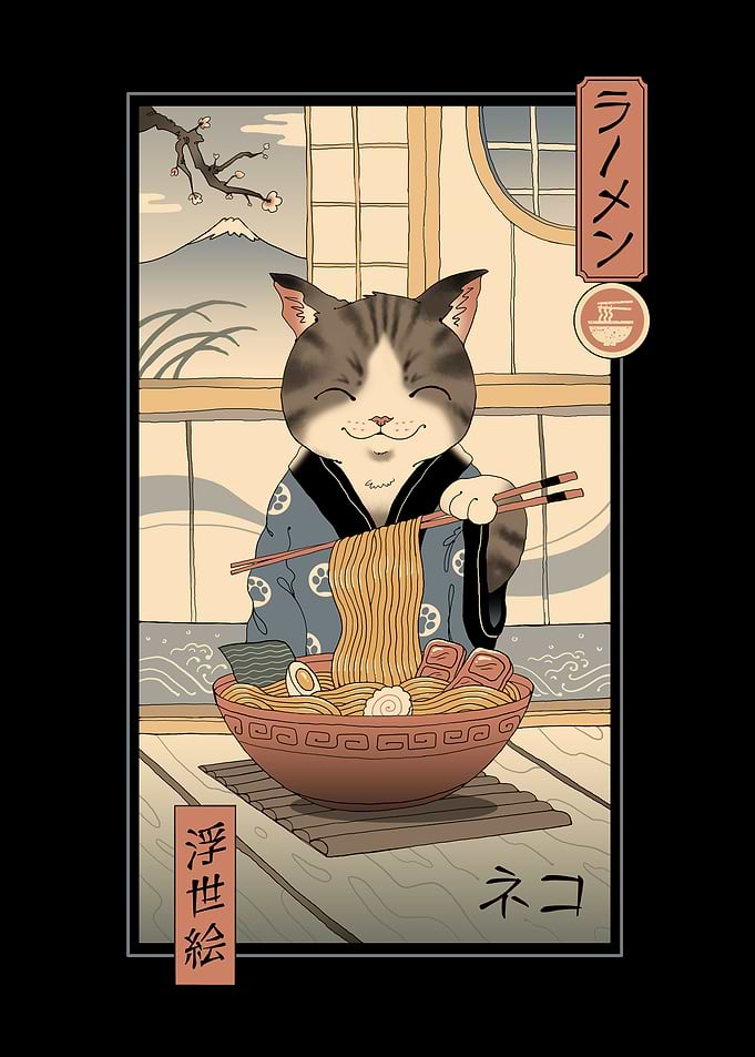 Neko Ramen Ukiyoe