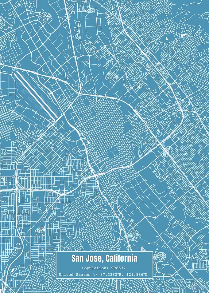 San Jose CA Topo Map Blue