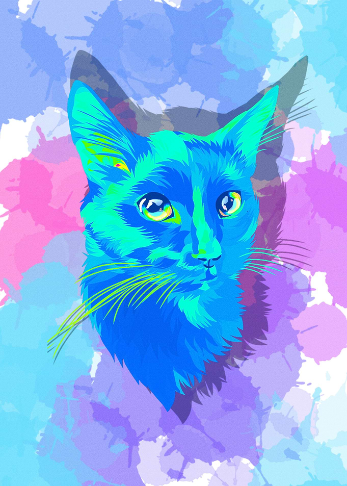 Colorful cat abstract pop