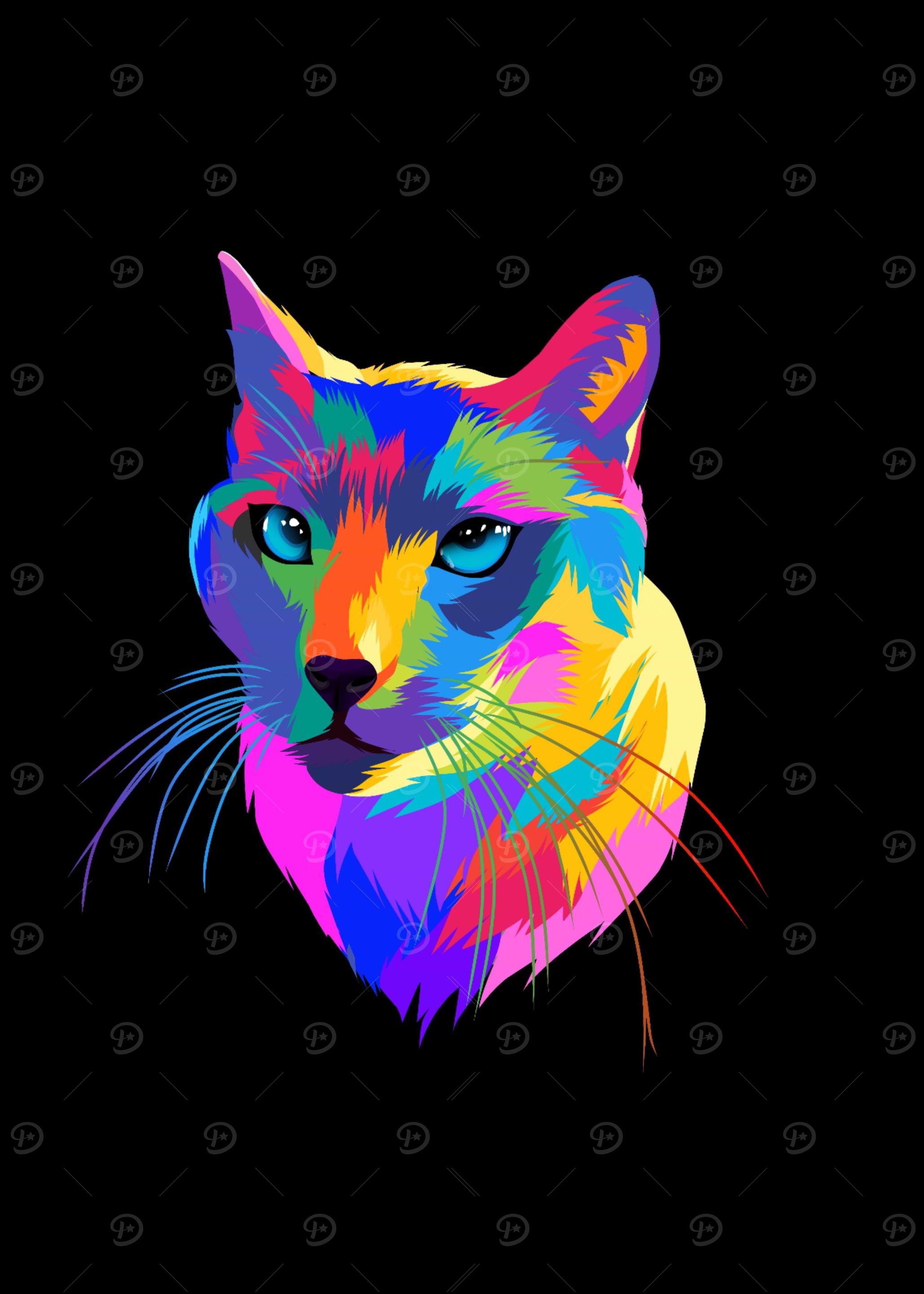 Colorful cute cat rainbow
