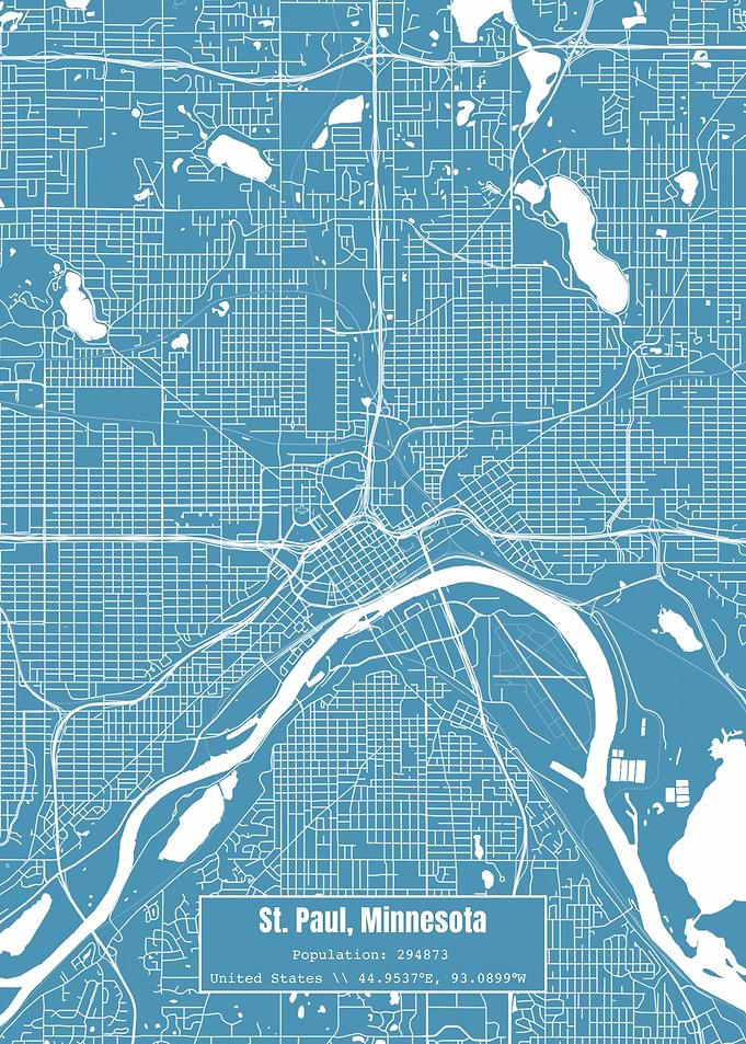 St Paul Minnesota Map Blue