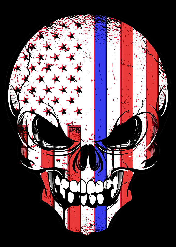 Blue Line Police Skull